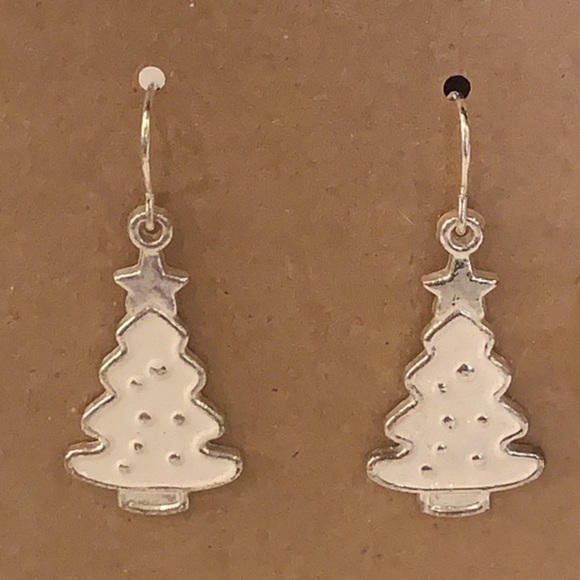 💐5/25 2 pair Christmas earrings Santa clause stars white trees dangle earrings - Picture 3 of 6